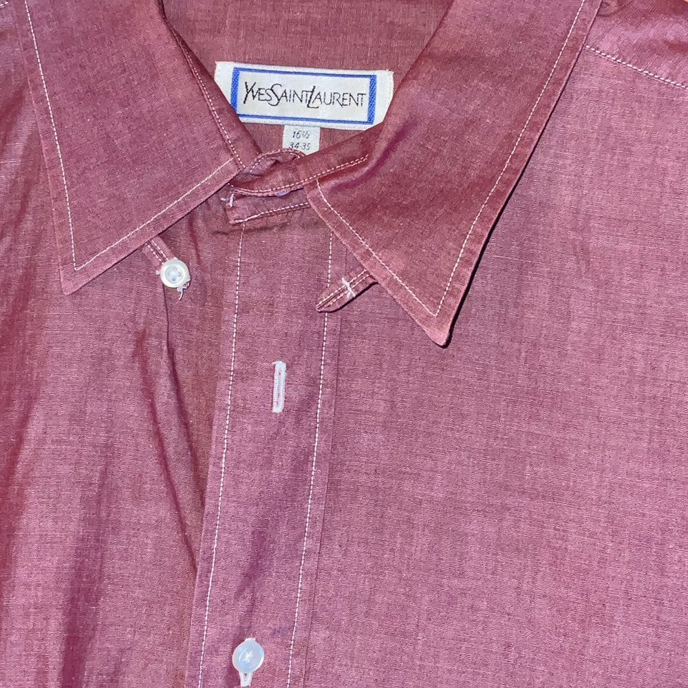 Yves Saint Laurent Men's Deep Red Dress Shirt 15.5 - Picture 7 of 10